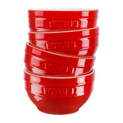 Bộ 4 Bát Gốm STAUB BOWL A-CO 12CM Màu Đỏ - Bát Chống Trầy Xước, Chịu Nhiệt Đến 300°C, Dùng Đựng Thức Ăn & Hoa Quả