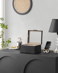 Hộp Đựng Trang Sức Hiện Đại Songmics UJBC239BK - Có Nắp Kính, 19 Ngăn, Chất Liệu Bền Bỉ, Thiết Kế Sang Trọng, Quà Tặng Tuyệt Vời