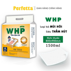 Tấm Đệm Lót WHP Underpad, Siêu Thấm Hút, Chống Trào Ngược, Khử Mùi Hiệu Quả Size 80x90 cm (8 miếng/túi)