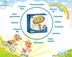 Siro Anphakids Gold cho trẻ biếng ăn - Tăng cường sức đề kháng, hỗ trợ tiêu hóa, giúp ăn ngon ngủ tốt - Dạng ống 10ml, Hộp 30 ống