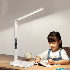 Đèn Bàn Học Chống Cận 8W Sạc Nhanh Không Dây, Tích Hợp Đồng Hồ Vạn Niên và Đèn Ngủ - Thiết Kế Thông Minh, Đèn LED Cao Cấp