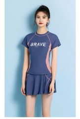 Đồ Bơi Thể Thao Nữ Che Bụng Rời Váy Màu Navy (Tặng kèm 1 cặp mút ngực )