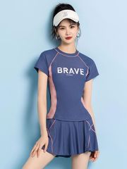 Đồ Bơi Thể Thao Nữ Che Bụng Rời Váy Màu Navy (Tặng kèm 1 cặp mút ngực )