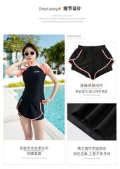 Set đồ bơi nữ cao cấp quần ngắn 2 lớp + áo tay ngắn thời trang - Đi biển, hồ bơi, tặng kèm mút ngực, phong cách tự tin
