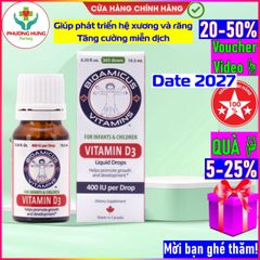 Vitamin D3 BioAmicus Giúp phát triển hệ xương và răng ở trẻ, Tăng cường miễn dịch - Lọ 10 ml