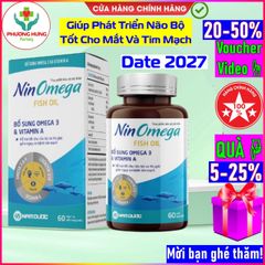 Viên uống Omega Fish Oil Nin Nam Dược - Bổ sung Omega 3 và Vitamin A tốt cho não bộ, thị giác - Lọ 60 viên