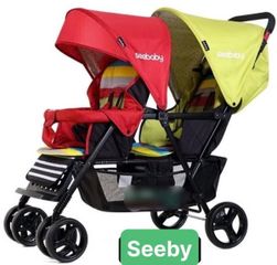 Xe đẩy đôi Seebaby T12-T-S - Xe đẩy cho bé nhẹ, an toàn, tiện dụng cho trẻ từ sơ sinh đến 48 tháng, thiết kế hiện đại và dễ gấp gọn