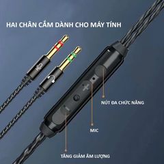 Tai Nghe Gaming Có Dây In-Ear Poermax M35 Đen - Chất Lượng Âm Thanh Rõ Ràng, Sắc Nét Thích Hợp Cho PC và Chơi Game