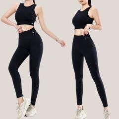 Bộ Đồ Tập Yoga Nữ Dệt Kim Có Đệm Chống Sốc Ngực - Áo Bra & Quần Lưng Cao Thoáng Mát, Thời Trang Thể Thao Cao Cấp