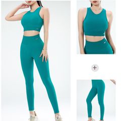 Bộ Đồ Tập Yoga Nữ Dệt Kim Có Đệm Chống Sốc Ngực - Áo Bra & Quần Lưng Cao Thoáng Mát, Thời Trang Thể Thao Cao Cấp