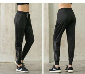 Quần Jogger Nữ Phối Lưới Sọc Trắng Tập Gym Thể Thao Yoga - Chất Liệu Co Dãn, Thấm Hút Mồ Hôi, Siêu Đẹp