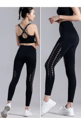 Quần Dài Legging Nữ Cạp Cao Gen Bụng Hack Mông Thun Mịn Thoáng Khí - Phối Rách Thời Trang Cho Tập Gym
