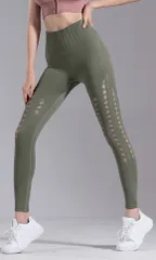 Quần Dài Legging Nữ Cạp Cao Gen Bụng Hack Mông Thun Mịn Thoáng Khí - Phối Rách Thời Trang Cho Tập Gym