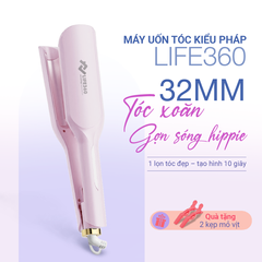 Máy Uốn Tóc Ion Âm Pháp Life360 LF-MUP23 - Gợn Sóng Lớn 32mm, 5 Mức Nhiệt Độ, Làm Nóng Nhanh, Bảo Hành 1 Năm
