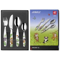 Bộ Đồ Ăn Trẻ Em Zwilling 4 Món - Dao, Nĩa, Thìa Stainless Steel Chất Lượng Cao với Họa Tiết Hiệp Sĩ Vui Nhộn, An Toàn Cho Trẻ Từ 3 Tuổi