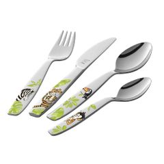 Bộ Đồ Ăn Trẻ Em Zwilling 4 Món - Dao, Nĩa, Thìa Stainless Steel Chất Lượng Cao với Họa Tiết Hiệp Sĩ Vui Nhộn, An Toàn Cho Trẻ Từ 3 Tuổi