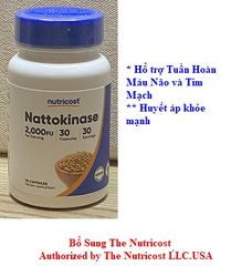 Viên uống Nattokinase 100mg Nutricost - Hỗ trợ tuần hoàn máu, tim mạch và huyết áp khỏe mạnh - 30 viên