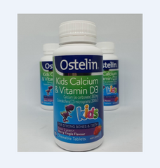 Viên nhai Ostelin Kids Calcium & Vitamin D3 vị berry cho bé 90 viên - Tăng trưởng chiều cao, xương khỏe mạnh, hỗ trợ phát triển từ 2-13 tuổi