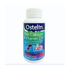 Viên nhai Ostelin Kids Calcium & Vitamin D3 vị berry cho bé 90 viên - Tăng trưởng chiều cao, xương khỏe mạnh, hỗ trợ phát triển từ 2-13 tuổi