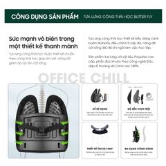 Tựa Lưng Ghế Văn Phòng Công Thái Học ButterFly - Điều Chỉnh 5 Cấp Độ, Hỗ Trợ Cột Sống, Chất Liệu Polyester Siêu Bền