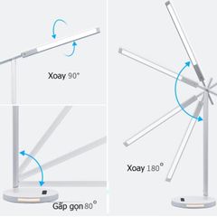 Đèn Bàn Học LED Chống Cận 8W - Tích Hợp Sạc Điện Thoại Không Dây, 3 Chế Độ Ánh Sáng, Thiết Kế Hiện Đại, Tiện Lợi Cho Học Tập