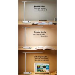 Đèn Bàn Học LED Chống Cận 8W - Tích Hợp Sạc Điện Thoại Không Dây, 3 Chế Độ Ánh Sáng, Thiết Kế Hiện Đại, Tiện Lợi Cho Học Tập