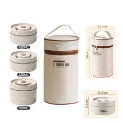 Hộp Cơm Giữ Nhiệt 3 Tầng Lunch Box 1500ml, Thiết Kế Thông Minh Kèm Đũa Thìa - Dùng Trong Lò Vi Sóng, Tiện Dụng Cho Học Sinh Văn Phòng