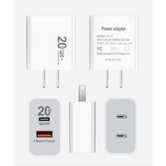 Củ sạc nhanh 2 cổng Type C và Usb sạc nhanh Cho Tất Cả Điện Thoại, Thiết Kế Nhỏ Gọn, An Toàn Khi Sử Dụng