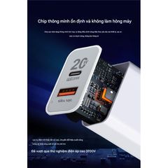 Củ sạc nhanh 2 cổng Type C và Usb sạc nhanh Cho Tất Cả Điện Thoại, Thiết Kế Nhỏ Gọn, An Toàn Khi Sử Dụng