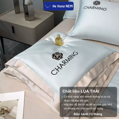 Bộ drap giường lụa Hệ Thống Nệm cao cấp bộ set chăn ga drap grap phủ trải giường gối nệm đệm 5 món lụa thái mùa hè cao cấp