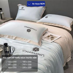 Bộ drap giường lụa Hệ Thống Nệm cao cấp bộ set chăn ga drap grap phủ trải giường gối nệm đệm 5 món lụa thái mùa hè cao cấp