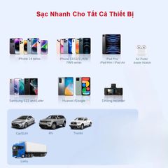 Tẩu Sạc Nhanh Ô Tô 38W 2 Cổng USB & Type-C Có Đèn LED - Sạc Nhanh Cho Điện Thoại & Máy Tính Bảng, Thiết Kế Hiện Đại, An Toàn, Tiện Lợi