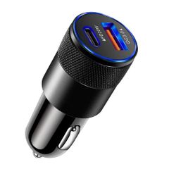 Tẩu Sạc Nhanh Ô Tô 38W 2 Cổng USB & Type-C Có Đèn LED - Sạc Nhanh Cho Điện Thoại & Máy Tính Bảng, Thiết Kế Hiện Đại, An Toàn, Tiện Lợi