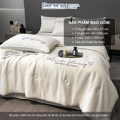 Bộ ga giường 5 món phi lụa thái cao cấp Hệ Thống Nệm chính hãng bộ chăn ga drap gối nệm đệm trải giường phi lụa thái cao cấp 1m2 1m4 1m6 1m8 2m 2m2x2m