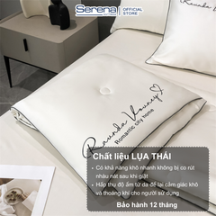Bộ ga giường 5 món phi lụa thái cao cấp Hệ Thống Nệm chính hãng bộ chăn ga drap gối nệm đệm trải giường phi lụa thái cao cấp 1m2 1m4 1m6 1m8 2m 2m2x2m