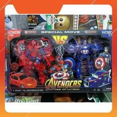 Đồ Chơi Lắp Ghép Biến Hình Xe Ô Tô Robot Siêu Nhân Hulk, Iron Man, Spider-Man & Đội Trưởng Mỹ - Quà Tặng Cho Trẻ Em