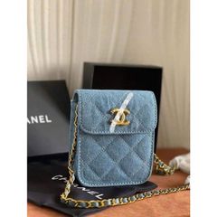 Túi Gift Chanel Denim Logo Thêu Mini - Túi Du Lịch Cao Cấp 21 x 14 x 8 Cm, Quà Tặng Sang Trọng cho Fan Chanel