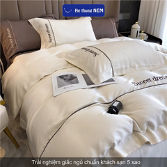 Ga trải giường cao cấp Hệ Thống Nệm Set bộ vỏ chăn ga ra drap tencel trải phủ giường gối nệm đệm 5 món cao cấp