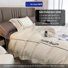 Ga trải giường cao cấp Hệ Thống Nệm Set bộ vỏ chăn ga ra drap tencel trải phủ giường gối nệm đệm 5 món cao cấp