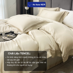 Bộ Ga Giường 5 Món Cao Cấp Lụa Tencel Hệ Thống Nệm Set Bộ Vỏ Chăn Ga Ra Drap Tencel Trải Phủ Giường Gối Nệm Đệm 5 Món Cao Cấp