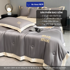 Bộ Chăn Ga Gối 5 Món Hệ Thống Nệm Cao Cấp Bộ Set Chăn Ga Drap Grap Phủ Trải Giường Gối Nệm Đệm 5 Món Lụa Thái Sang Trọng