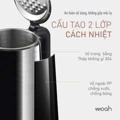 Ấm Đun Siêu Tốc Moah 1,7L MKK8721-BK - Cao Cấp, Màn Hình LED, 7 Chế Độ Nhiệt, Thiết Kế Hiện Đại, Chính Hãng Hàn Quốc