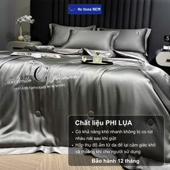 Bộ Ga Giường 5 Món Hệ Thống Nệm Set Chăn Ga Gối Đệm Lụa Thái Trải Giường Chăn Trần Bồng Trải Giường 5 Món Sang Trọng