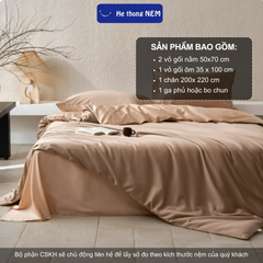 Bộ drap giường tencel 60S Hệ Thống Nệm cao cấp set bộ vỏ chăn ga ra drap tencel trải phủ giường gối nệm đệm 5 món cao cấp