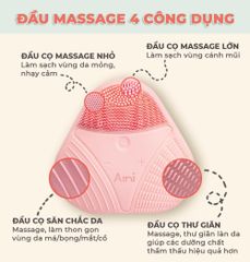 Máy Rửa Mặt Silicone AINI 4IN1 - Làm Sạch Lỗ Chân Lông & Tạp Chất - Công Nghệ Đa Rung Động Chống Thấm Nước, Sạc USB