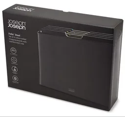 Bộ thớt thép không gỉ Joseph Joseph 60171 Folio Black - Thiết kế hiện đại, tiện lợi cho nhà bếp, 4 tấm thớt chất lượng cao, chống trượt