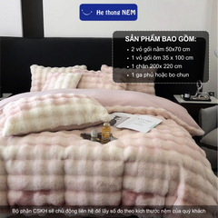 Bộ chăn ga gối đệm 5 món Nỉ lông cáo Hệ Thống Nệm Cao Cấp Drap nệm trải phủ giường mùa đông ấm áp, mềm mịn