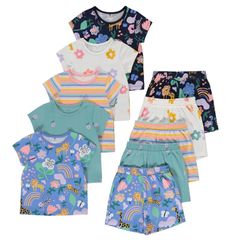 Set 5 Bộ Hè Bé Gái Chính Hãng Geo UK - Cotton Mềm Mát, Họa Tiết Hoa Đẹp - Thời Trang Mùa Hè Cho Trẻ Em