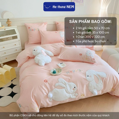 Bộ ga giường cute dễ thương Hệ Thống Nệm cao cấp Bộ set chăn ga drap grap phủ trải giường gối nệm đệm 5 món mát lạnh