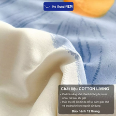 Bộ chăn ga giường 5 món Hệ Thống Nệm cao cấp set bộ vỏ chăn ra ga dra grap drap trải giường cotton living gối nệm đệm 5 món